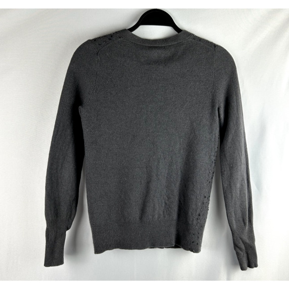 Vtg J. CREW Long Sleeve Cardigan Women's Sz Small Gray Wool Cashmere Knit Beaded - Picture 2 of 5